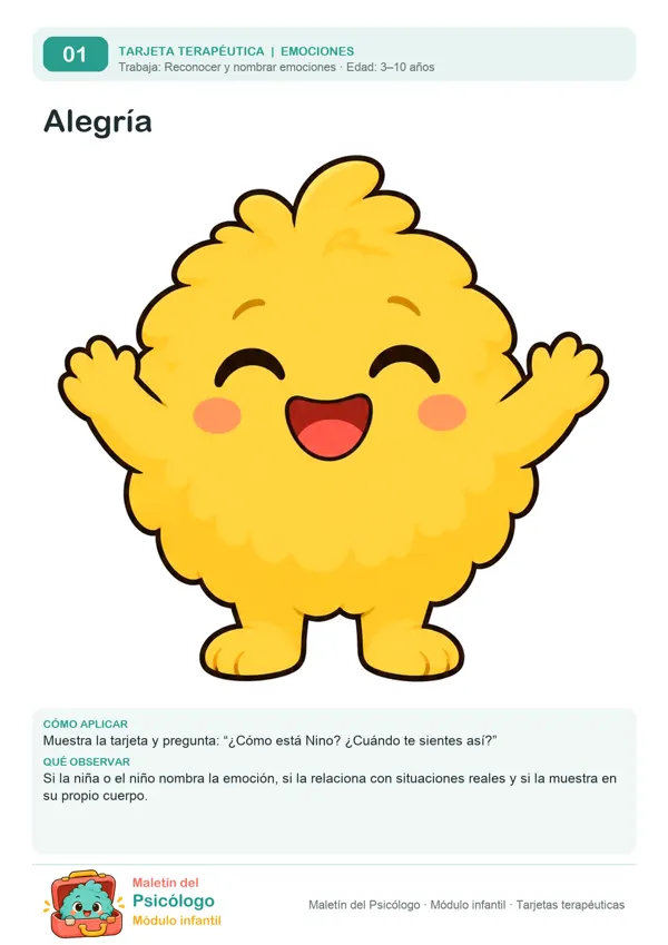 Tarjeta terapéutica 01: Alegría (módulo infantil)